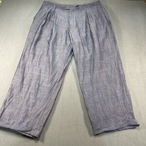 Vintage Phat Farm Mens Wide Leg Trousers Linen Blend Blue 40x30